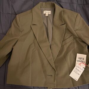Nordstrom, Open Edit - Olive Cropped Blazer